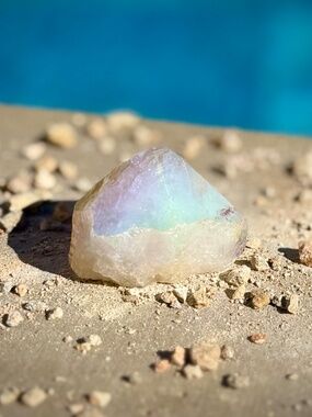 Angel Aura Citrine Crystal Point/Shimmer Amber Clear White Geometric Tower